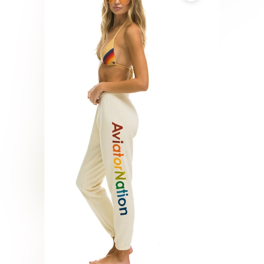 Aviator nation sweat pants vintage white size snall